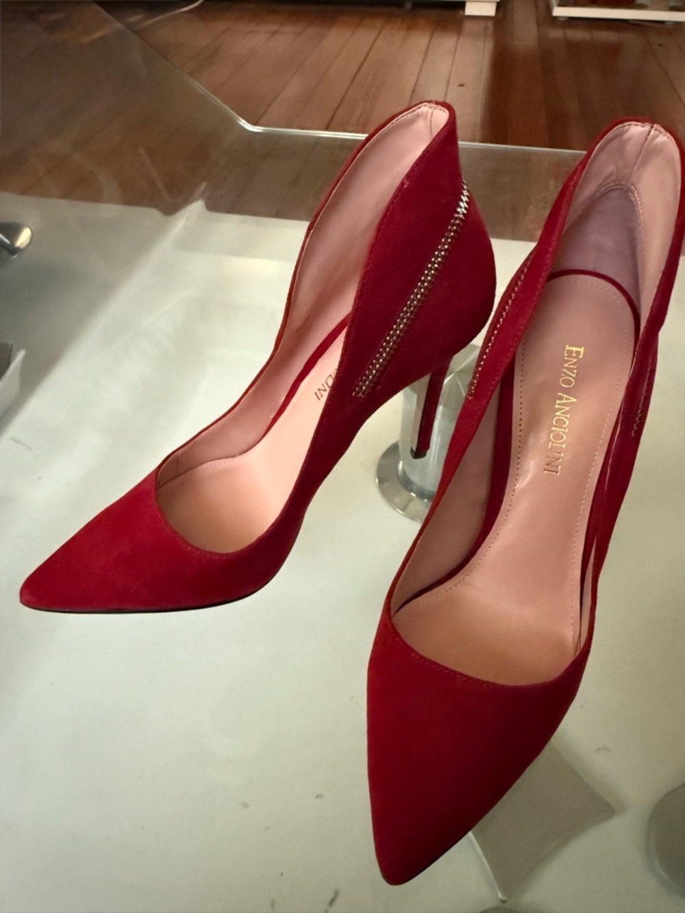Enzo Angiolini Wine Red Suede Pointed Toe Stilettos